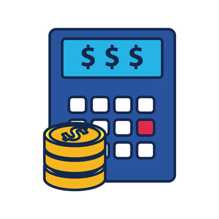 calculator math and coins flat style icon vector illustration designのイラスト素材