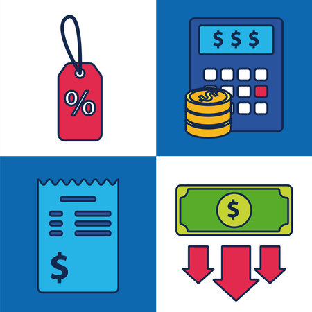 bundle of four shopping set collection icons vector illustration designのイラスト素材
