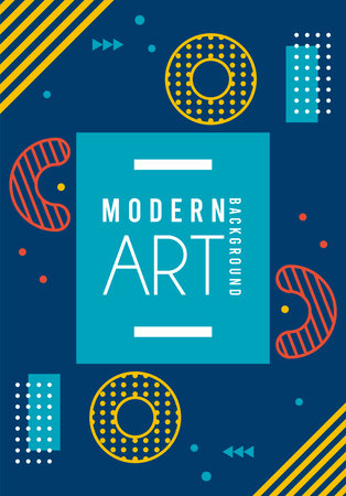 modern art lettering in blue memphis background vector illustration designのイラスト素材