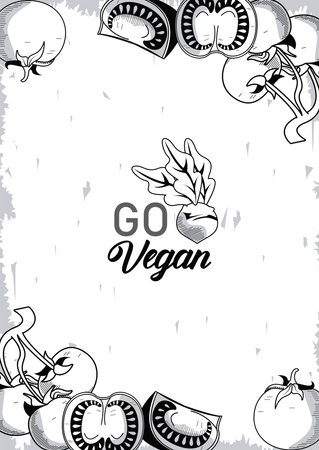 group of vegetables with lettering frame vector illustration designのイラスト素材