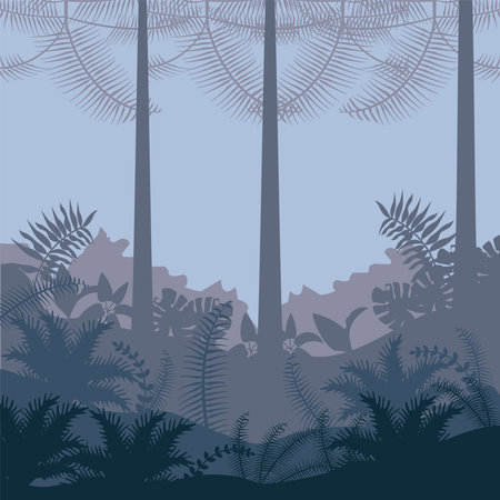 jungle wild nature gray landscape vector illustration designのイラスト素材