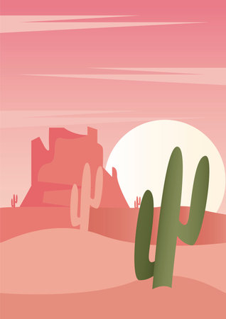 dry desert adventure travel landscape scene vector illustration designのイラスト素材