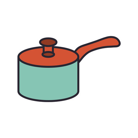 pot kitchen with handle utensil line and colors style icon vector illustration designのイラスト素材