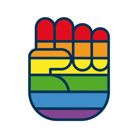 hand fist with lgtbi flag flat style vector illustration designのイラスト素材