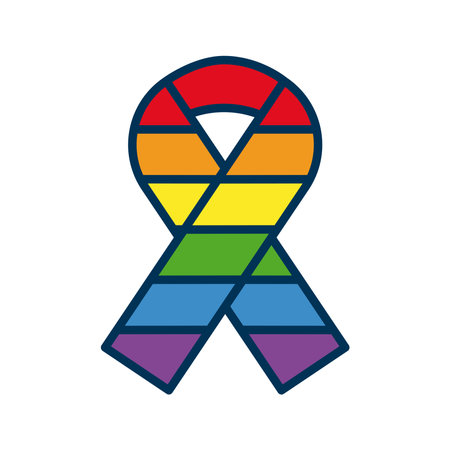 campaign ribbon with lgtbi flag flat style icon vector illustration designのイラスト素材