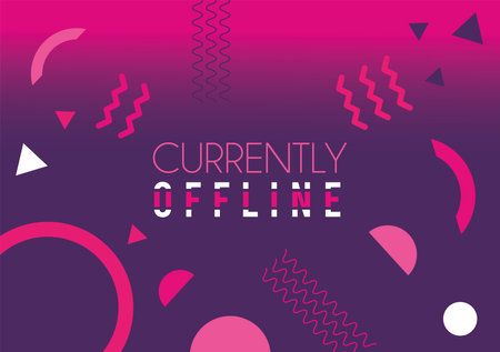 currently offline lettering memphis style in fucshia background background vector illustration designのイラスト素材