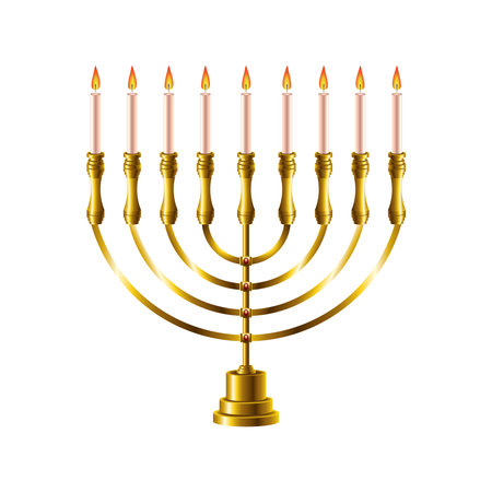 golden chandelier decorative with candles vector illustration designのイラスト素材