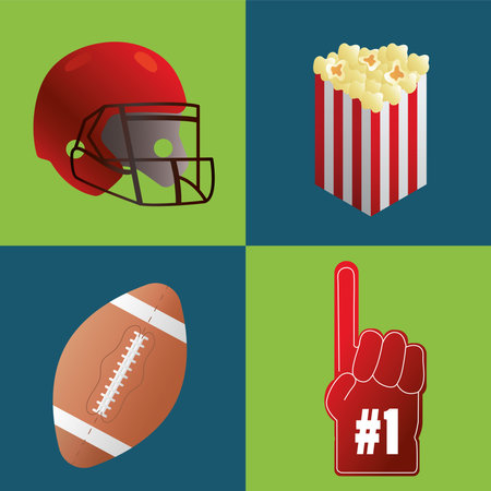 bundle of four super bowl set icons vector illustration designのイラスト素材