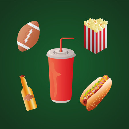 bundle of five super bowl set icons vector illustration designのイラスト素材