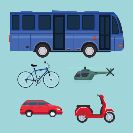 bundle of transport vehicles set icons vector illustration designのイラスト素材