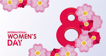 international womens day celebration poster with lettering and flowers vector illustration design