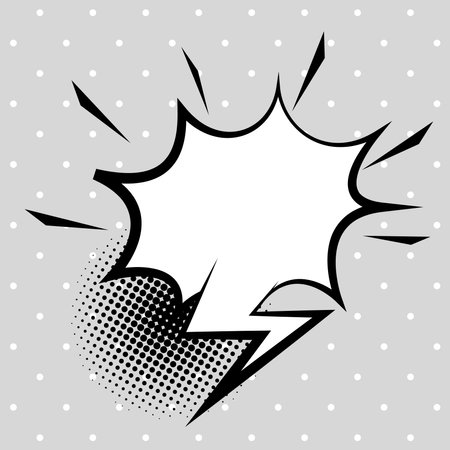 retro speech bubble drawn pop art style in gray dotted background vector illustration designのイラスト素材