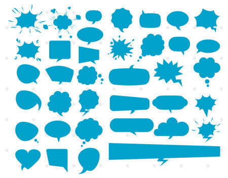 bundle of blue retro speech bubbles drawn pop art style vector illustration designのイラスト素材