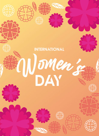 international womens day celebration poster with yellow flowers and lettering vector illustration designのイラスト素材