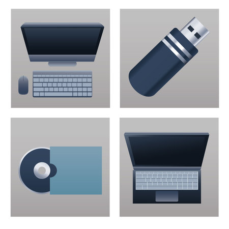 bundle of four mockup branding elements icons vector illustration designのイラスト素材