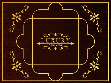 golden luxury frame with victorian style in red wine background vector illustration designのイラスト素材