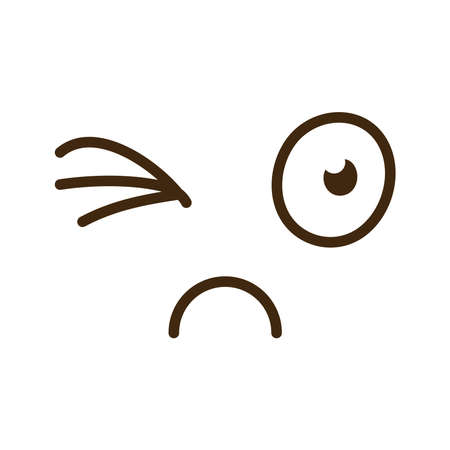 sad cartoon face with eye closed emoticon icon vector illustration designのイラスト素材