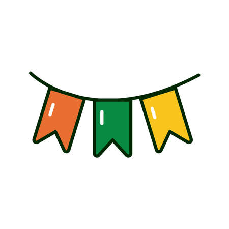 ireland flag colors in garlands st patrick celebration icon vector illustration designのイラスト素材
