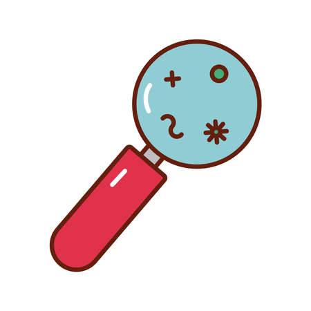virus particles in magnifying glass flat style icon vector illustration designのイラスト素材