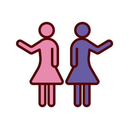 girls couple friends flat style icon vector illustration designのイラスト素材