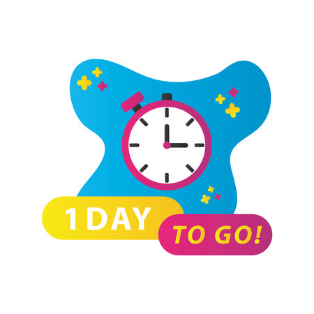 one day sale countdown lettering with timer chronometer vector illustration designのイラスト素材