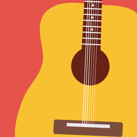 acoustic guitar instrument musical in red background vector illustration designのイラスト素材