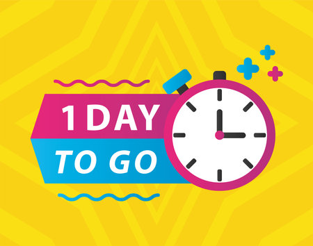 one day sale countdown lettering with chronometer timer in yellow background vector illustration designのイラスト素材