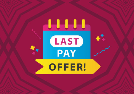 last pay offer sale countdown lettering with calendar in fucshia background vector illustration designのイラスト素材