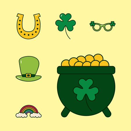 bundle of six saint patricks day set icons vector illustration designのイラスト素材