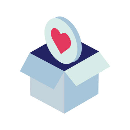 heart in box carton isometric icon vector illustration designのイラスト素材