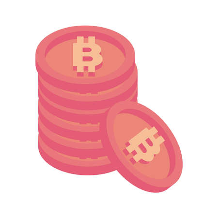 pile bitcoins money isometric icon vector illustration designのイラスト素材