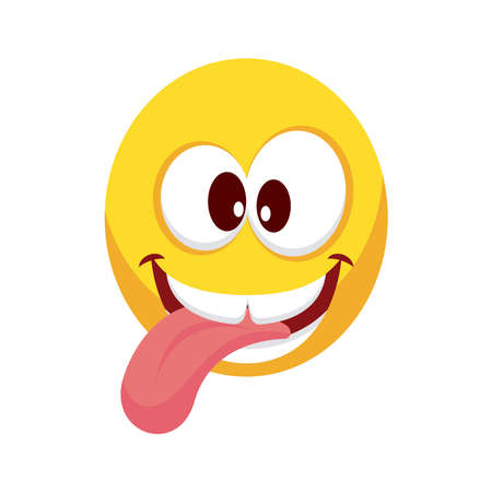 crazy face emoji with tongue out vector illustration designのイラスト素材