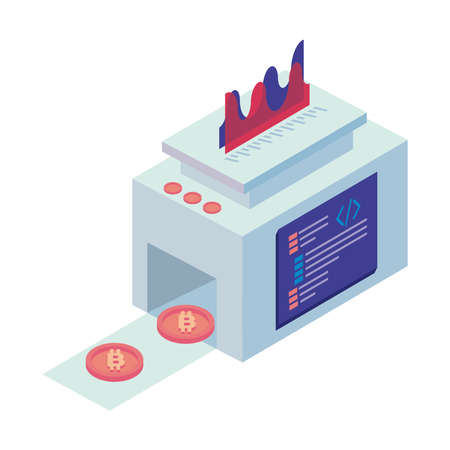 bitcoins machine isometric style icon vector illustration designのイラスト素材