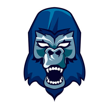 wild gorilla animal head blue icon vector illustration designのイラスト素材