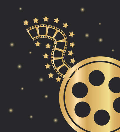 reel tape and stars golden film award icon vector illustration designのイラスト素材