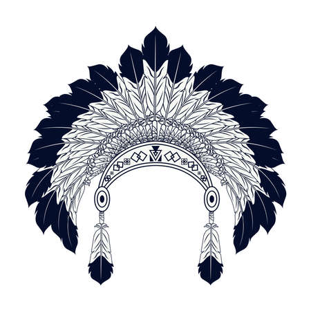 feathers native crown tribal style icon vector illustration designのイラスト素材
