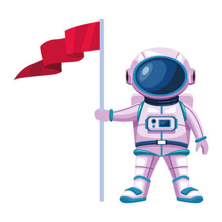 astronaut with suit and flag character vector illustration designのイラスト素材