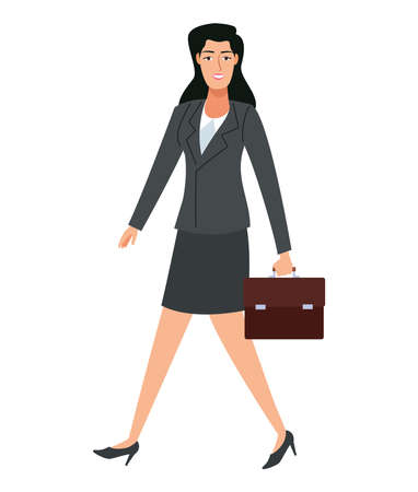 young businesswoman walking with portfolio back to office vector illustration designのイラスト素材