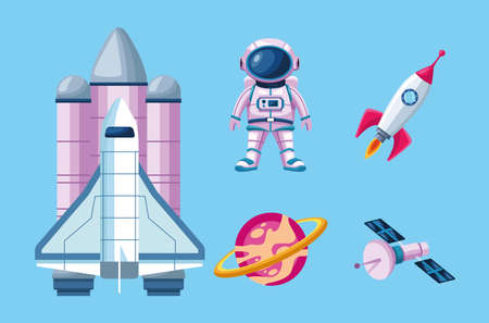 bundle of five space set icons vector illustration designのイラスト素材