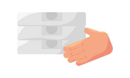 hands lifting pizza boxes delivery service vector illustration designのイラスト素材