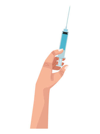 hand with injection vaccine syringe isolated icon vector illustration designのイラスト素材