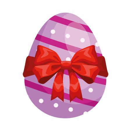 easter egg painted purple with ribbon red isolated icon vector illustration designのイラスト素材