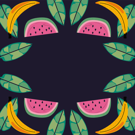 exotic fruits and leafs pattern