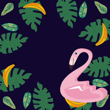 exotic flamingo and fruits patternのイラスト素材