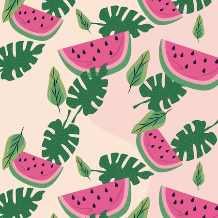 exotic watermelon and leafs pattern