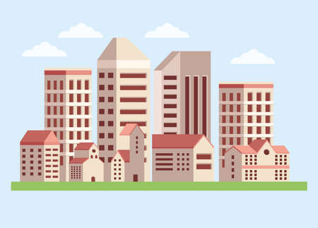 cityscape scene with buildingsのイラスト素材