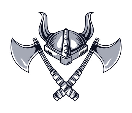 helmet horned and axes drawnのイラスト素材
