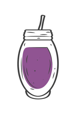 purple smoothie drink with strawのイラスト素材