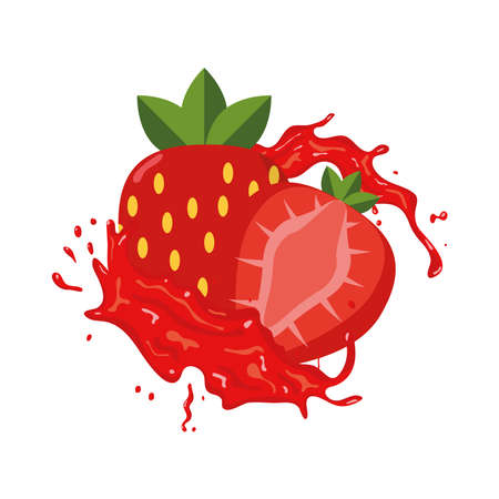 strawberry fruit splash juice freshのイラスト素材
