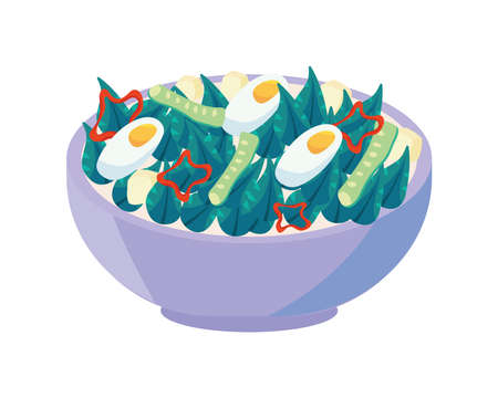healthy bowl lilac with saladのイラスト素材
